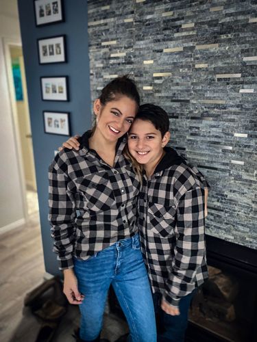 Customer photo review of Imperfect Adult Hooded Flannel - Mushroom