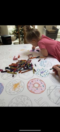 Customer photo review of Donut Table Top Coloring Banner