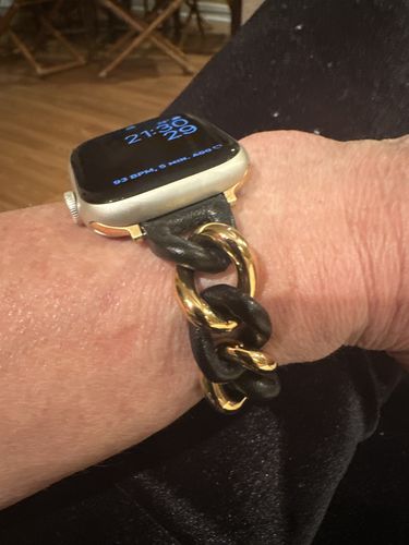 Customer photo review of Leather Link Band for the Apple Watch