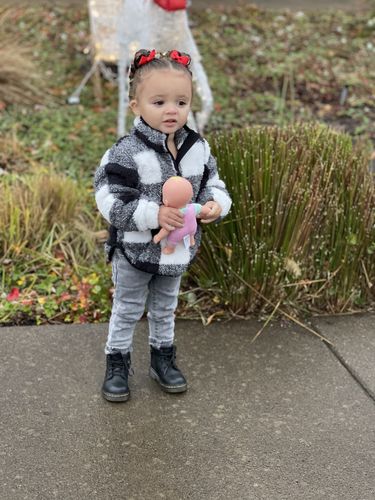 Customer photo review of Plaid Sherpa Quarter Zip - Black