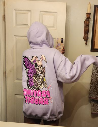 Customer photo review of Praying Butterfly Hoodie (LAVENDER SATIN LINED HOOD)