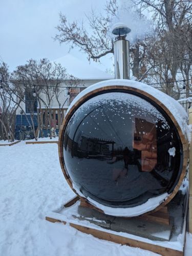 Customer photo review of Smartmak® Barrel Sauna With Panoramic View Window Nature 1