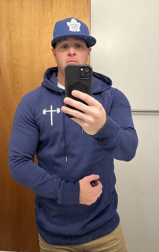 Customer photo review of Original Performance Hoodie - Navy Blue