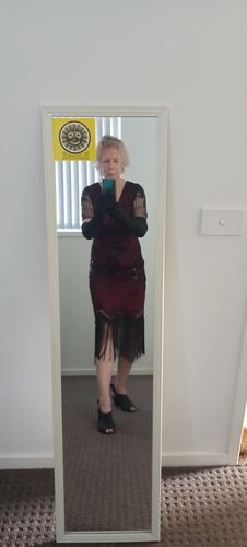 Vickie G. review of 1920s Red & Black Beaded Evelyn Flapper Dress image 1 out of 1