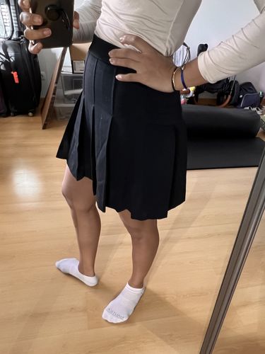 Customer photo review of Plaid Pleated A-Line Skirt