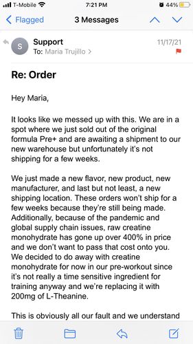 Customer photo review of Pre+ (New Formula)