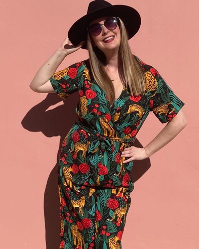 Customer photo review of Jaguar Paradise Black Animal Print Jumpsuit