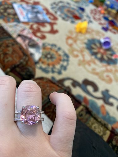 Customer photo review of PINK CUSHION CUT DOUBLE BAND RING