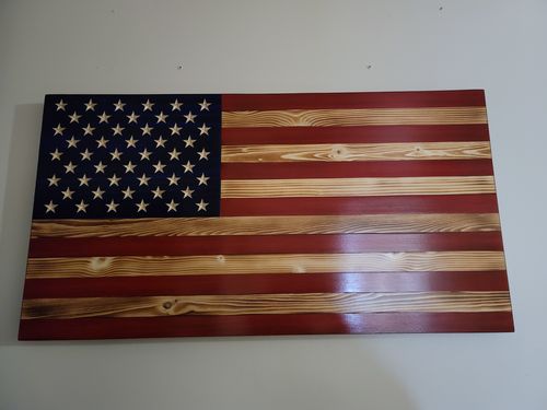 Customer photo review of Traditional United States Rustic Wood Flag
