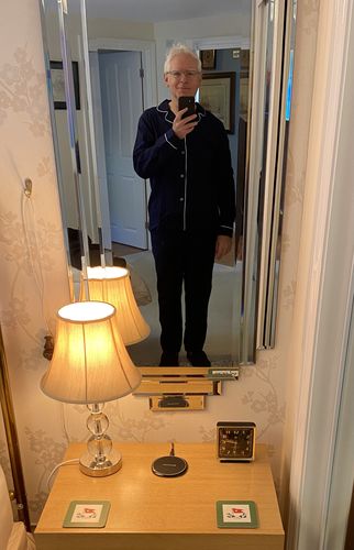 Customer photo review of Mens Long Flannel Pyjamas - Navy with White Piping