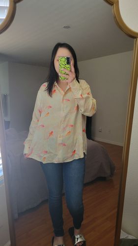 Customer photo review of Abstract Print Button Up Shirt