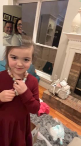 Customer photo review of Pink and Gold Disney Inspired Carriage Necklace