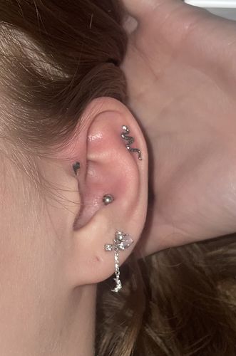 Customer photo review of Titanium Lightning Bolt Lip Ring