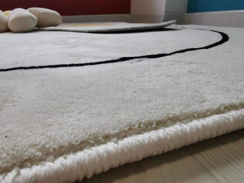 Customer photo review of Minimalist Black And Beige Line Irregular Rugs,Soft Home Decor Floor Rugs