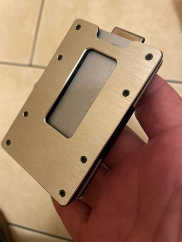 Customer photo review of Brushed Silver Aluminum Slim Wallet