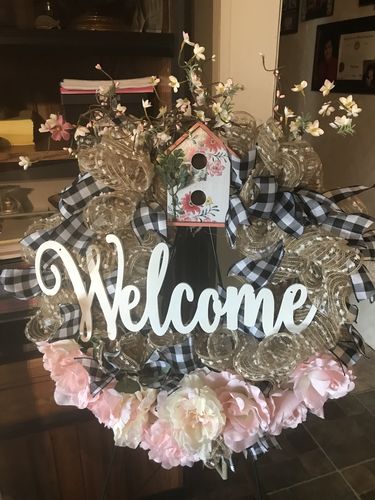 Customer photo review of Mounting Squares Bag of 100 - DECOE-002, attach a wreath sign, sign attachment