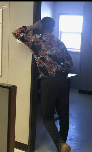 Customer photo review of Men's Floral Cotton Long Sleeve Shirt