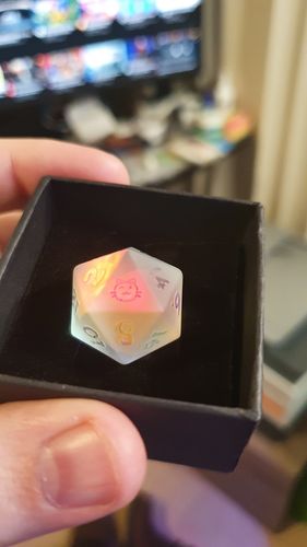 Customer photo review of Raised Fantastic Glass DnD Dice Set Cat Butt Dice