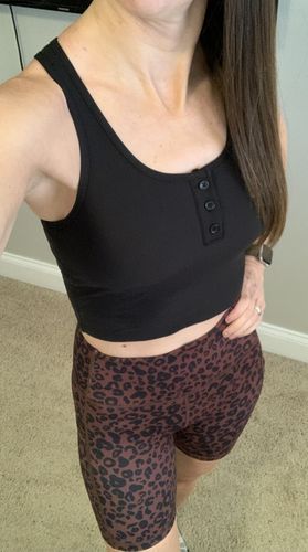 Customer photo review of Ribbed Crop Tank Sports Bra - Black