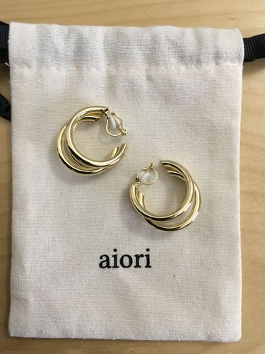 Customer photo review of Triple Hoop Clip-On Earrings