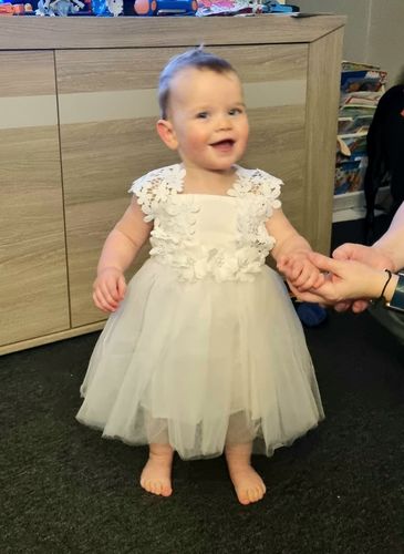Customer photo review of Kentucky Pearl Lace Dress White (1-6 Years) (MRK X)