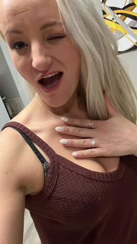 Customer photo review of Round Moissanite Infinity Petite Twisted Vine Engagement Ring