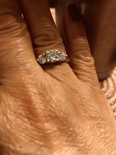 Customer photo review of 1.55 CT Round Cut Natural Diamonds - Three Stone Rings