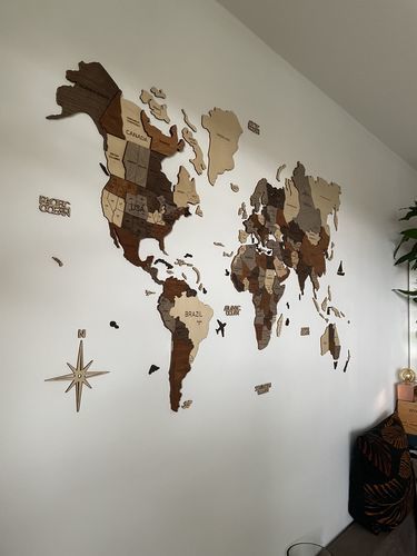 Customer photo review of 3D Wooden World Map Multicolor