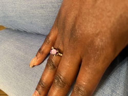 Customer photo review of Louily Classic Round Cut Amethyst Purple Engagement Ring In Sterling Silver