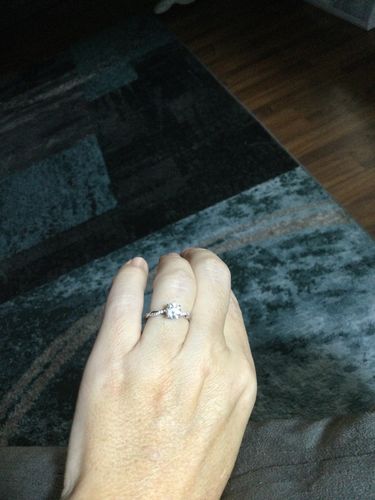 Customer photo review of Round Moissanite Infinity Petite Twisted Vine Engagement Ring