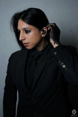 Customer photo review of Full Black Sclera Contacts