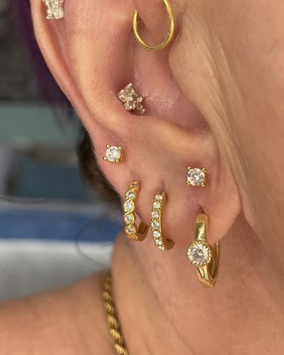 Customer photo review of Kora Pave CZ Huggie Hoops
