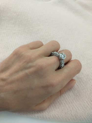 Customer photo review of Eleven Stone Round Cut Moissanite Half Eternity Sterling Silver Ring