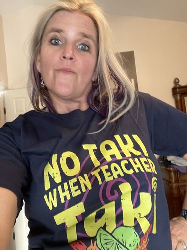 Customer photo review of No Taki When Teacher Taki Funny Print Short Sleeve T-shirt