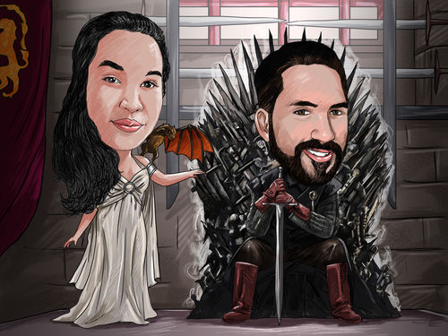 Customer photo review of Caricature dessinée à la main: portrait personnalisé