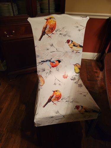 Customer photo review of Bird Watercolor Design Pattern Dining Chair Slipcover
