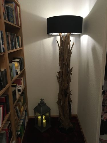 Customer photo review of High-quality floor lamp BLUMA | Designer floor lamp teak wood with wood certificate | Unique root wood| Height 180 cm |
