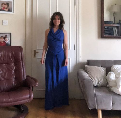 Customer photo review of Bamboo Halter Neck Cobalt Blue