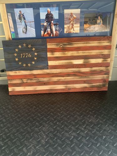 Customer photo review of Betsy Ross 1776 American Flag Metal Stencil (14 gauge steel)