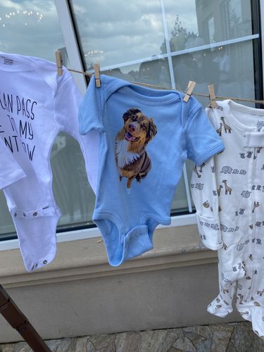Customer photo review of Personalized Pet Baby Onesie