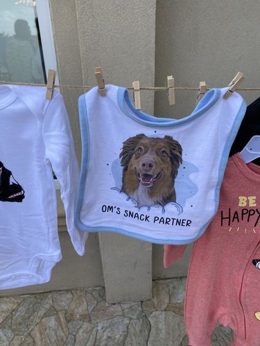 Customer photo review of Personalized Pet Baby Bib - My Best Friend