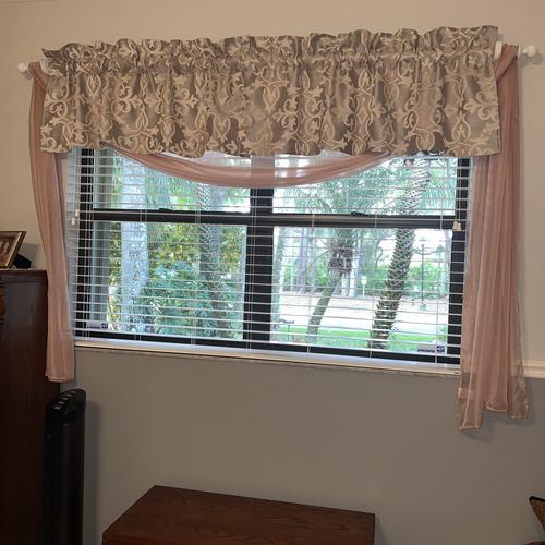 Customer photo review of Travis Mocha Tailored 2-Piece Window Valance Set