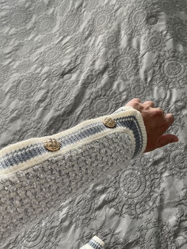 Customer photo review of Contrast Trim Tweed Button Front Cardigan (SELECT SIZES FOE PRE-ORDER)