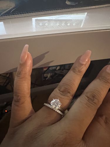 Customer photo review of Classic Solitaire Moissanite Six-Prong Sterling Silver Ring