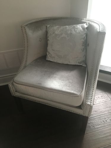 Customer photo review of Lucy Steel Chair - Grey Velvet
