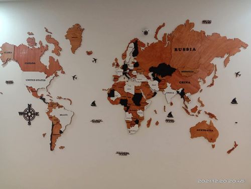 Customer photo review of 3D Wooden World Map Home Wall Decor Travel Map Anniversary Gift Christmas Gift