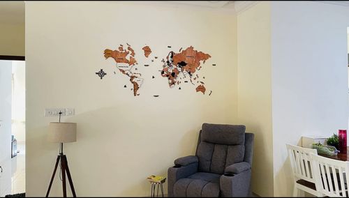 Customer photo review of 3D Wooden World Map Home Wall Decor Travel Map Anniversary Gift Christmas Gift