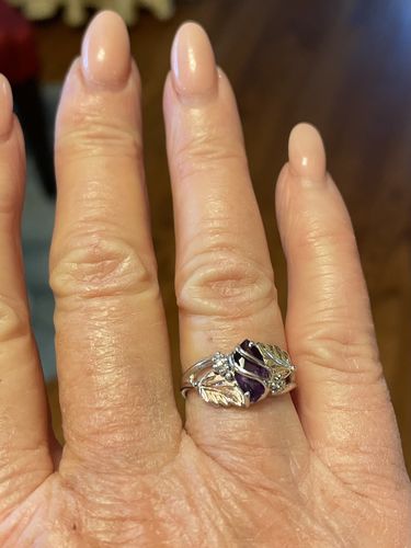 Customer photo review of Sterling Silver Black Hills Gold Marquise Amethyst Ring
