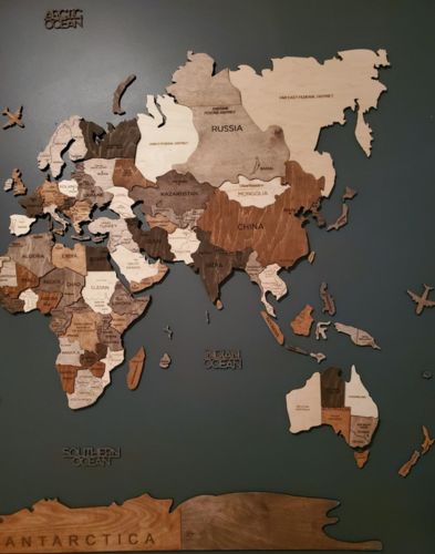 Customer photo review of 3D Wooden World Map Multicolor