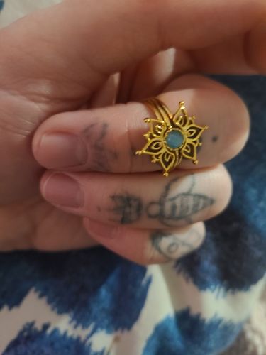 Customer photo review of Anello vintage con fiore di loto in amazzonite
